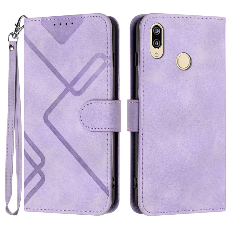 For Huawei Y6 2019 Line Pattern Skin Feel Leather Phone Case(Light Purple) - Huawei Cases by buy2fix | Online Shopping UK | buy2fix