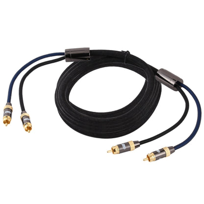 EMK 2 x RCA Male to 2 x RCA Male Gold Plated Connector Nylon Braid Coaxial Audio Cable for TV / Amplifier / Home Theater / DVD, Cable Length:5m(Black) - Audio Optical Cables by EMK | Online Shopping UK | buy2fix