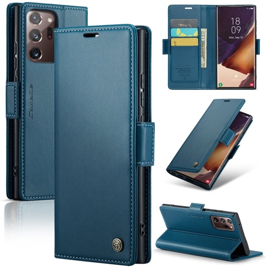 For Samsung Galaxy Note20 Ultra CaseMe 023 Butterfly Buckle Litchi Texture RFID Anti-theft Leather Phone Case(Blue) - Galaxy Note20 Ultra Cases by CaseMe | Online Shopping UK | buy2fix