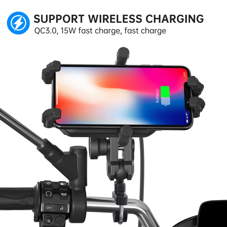 WUPP CS-1848B2 15W Motorcycle Wireless Fast Charging Phone Navigation Holder, Style:Handlebars - Holder by WUPP | Online Shopping UK | buy2fix