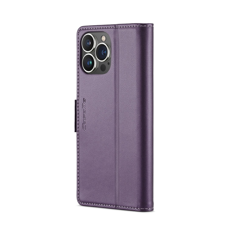 For iPhone 13 Pro CaseMe 023 Butterfly Buckle Litchi Texture RFID Anti-theft Leather Phone Case(Pearly Purple) - iPhone 13 Pro Cases by CaseMe | Online Shopping UK | buy2fix