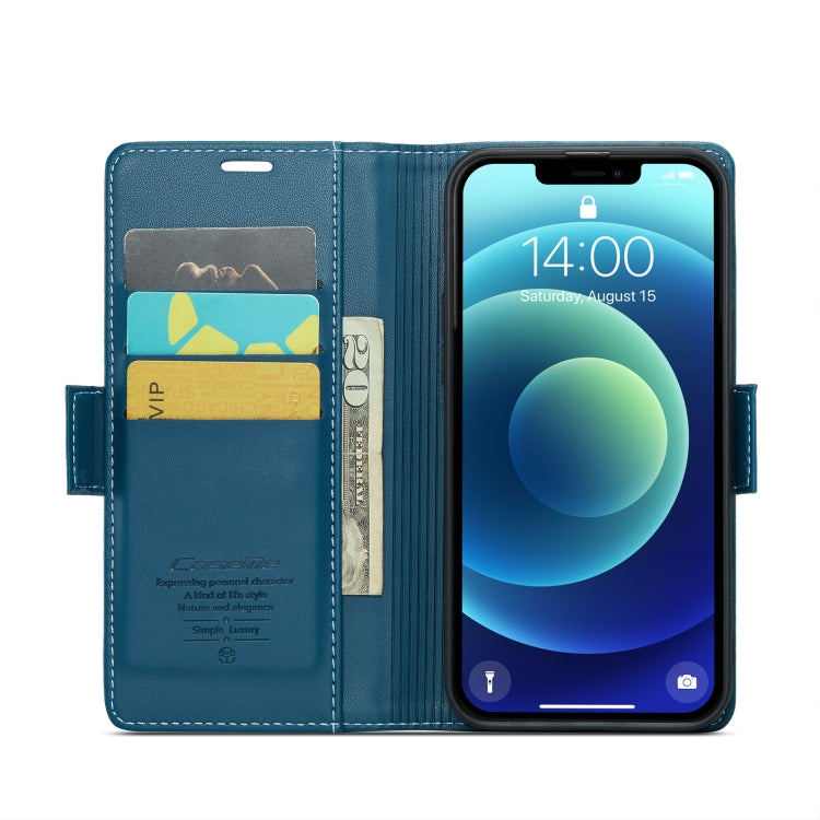 For iPhone 12 / 12 Pro CaseMe 023 Butterfly Buckle Litchi Texture RFID Anti-theft Leather Phone Case(Blue) - iPhone 12 / 12 Pro Cases by CaseMe | Online Shopping UK | buy2fix
