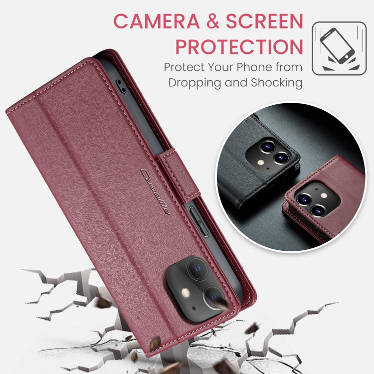 For iPhone 12 mini CaseMe 023 Butterfly Buckle Litchi Texture RFID Anti-theft Leather Phone Case(Wine Red) - iPhone 12 mini Cases by CaseMe | Online Shopping UK | buy2fix