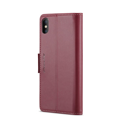 For iPhone XS Max CaseMe 023 Butterfly Buckle Litchi Texture RFID Anti-theft Leather Phone Case(Wine Red) - More iPhone Cases by CaseMe | Online Shopping UK | buy2fix