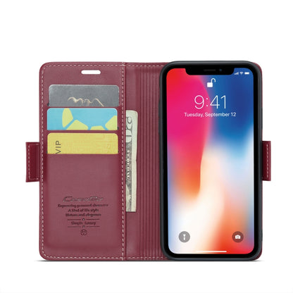 For iPhone XS CaseMe 023 Butterfly Buckle Litchi Texture RFID Anti-theft Leather Phone Case(Wine Red) - More iPhone Cases by CaseMe | Online Shopping UK | buy2fix