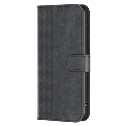 For Xiaomi 12 Plaid Embossed Leather Phone Case(Black) - 12 Cases by buy2fix | Online Shopping UK | buy2fix