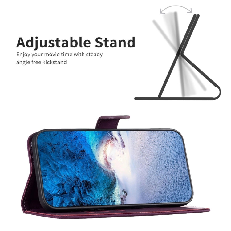 For Xiaomi Redmi 9C Plaid Embossed Leather Phone Case(Purple) - Xiaomi Cases by buy2fix | Online Shopping UK | buy2fix