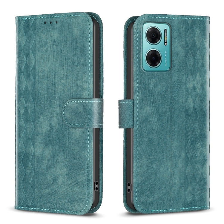 For Xiaomi Redmi 10 5G / Note 11E Plaid Embossed Leather Phone Case(Green) - Xiaomi Cases by buy2fix | Online Shopping UK | buy2fix