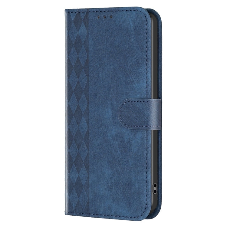 For Xiaomi Redmi 10 2022 Plaid Embossed Leather Phone Case(Blue) - Xiaomi Cases by buy2fix | Online Shopping UK | buy2fix