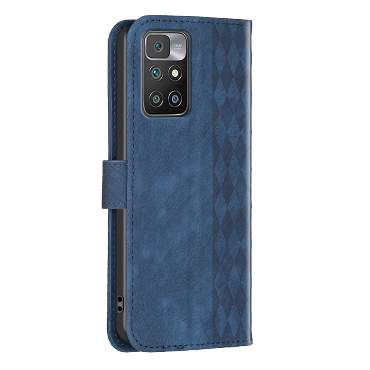 For Xiaomi Redmi 10 2022 Plaid Embossed Leather Phone Case(Blue) - Xiaomi Cases by buy2fix | Online Shopping UK | buy2fix