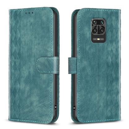 For Xiaomi Redmi Note 9 Pro Plaid Embossed Leather Phone Case(Green) - Xiaomi Cases by buy2fix | Online Shopping UK | buy2fix