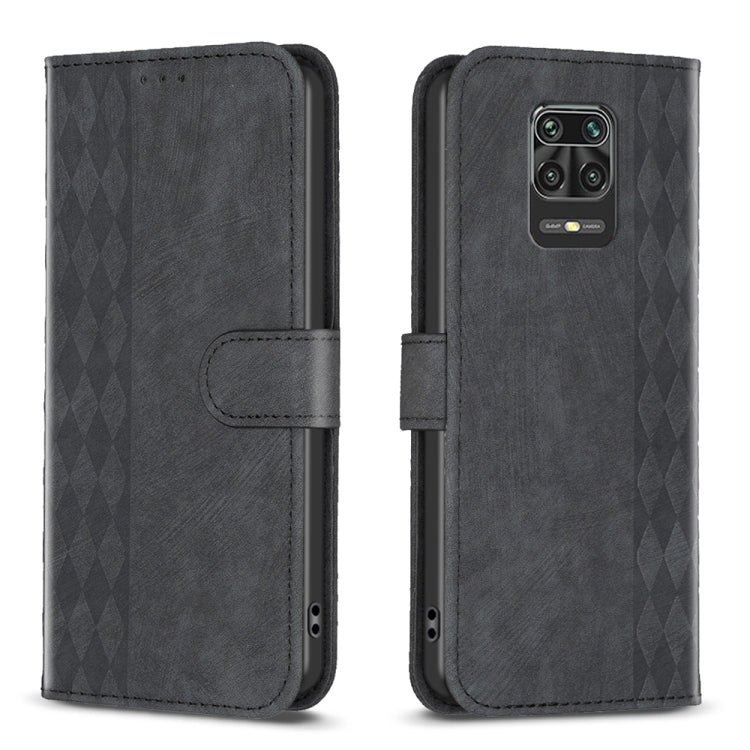 For Xiaomi Redmi Note 9 Pro Plaid Embossed Leather Phone Case(Black) - Xiaomi Cases by buy2fix | Online Shopping UK | buy2fix