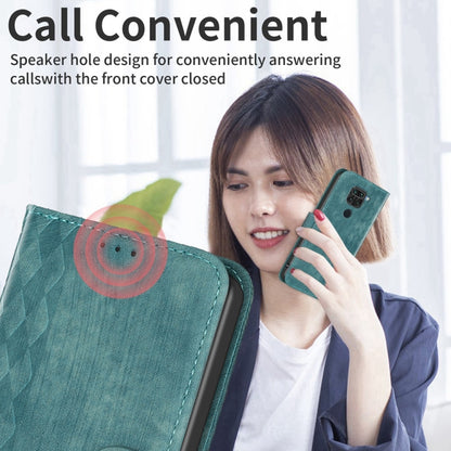 For Xiaomi Redmi Note 9 Plaid Embossed Leather Phone Case(Green) - Xiaomi Cases by buy2fix | Online Shopping UK | buy2fix