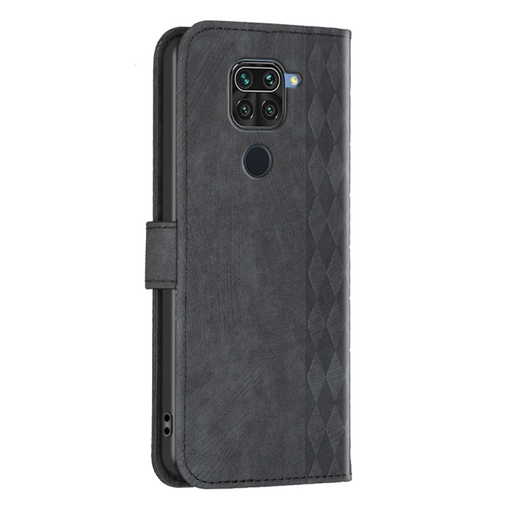 For Xiaomi Redmi Note 9 Plaid Embossed Leather Phone Case(Black) - Xiaomi Cases by buy2fix | Online Shopping UK | buy2fix