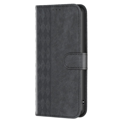 For Xiaomi Redmi Note 11 Plaid Embossed Leather Phone Case(Black) - Redmi Note 11 Case by buy2fix | Online Shopping UK | buy2fix