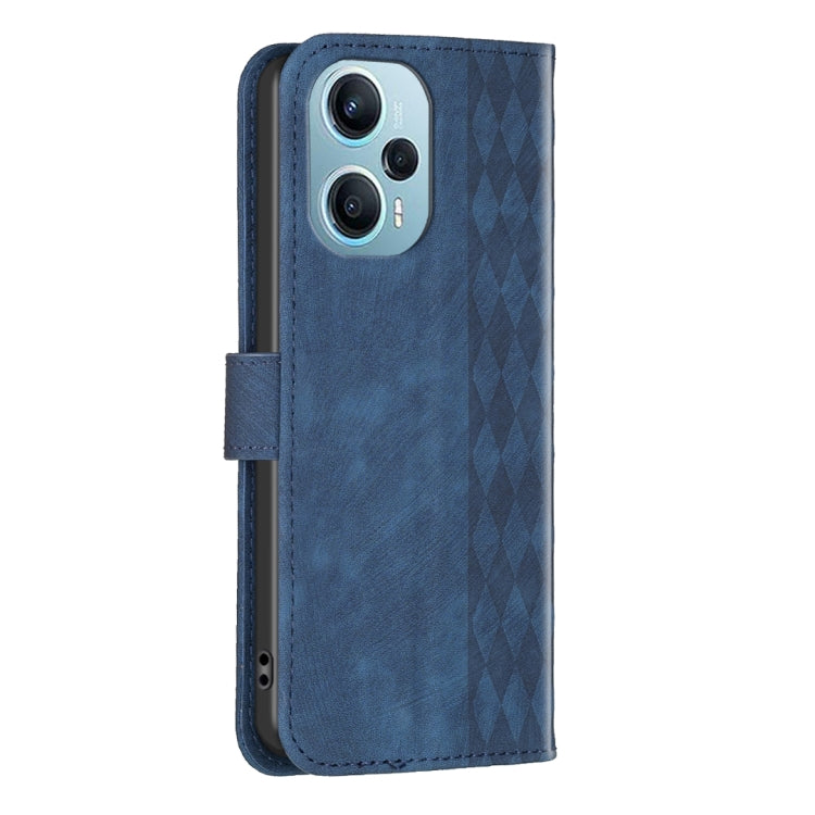 For Xiaomi Poco F5 5G / Redmi Note 12 Turbo Plaid Embossed Leather Phone Case(Blue) - Xiaomi Cases by buy2fix | Online Shopping UK | buy2fix