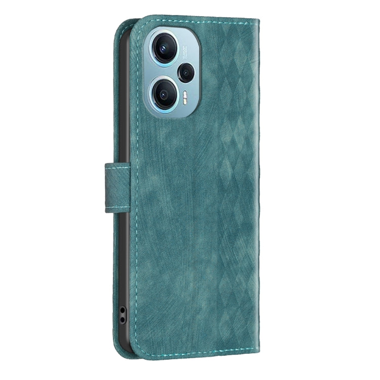 For Xiaomi Poco F5 5G / Redmi Note 12 Turbo Plaid Embossed Leather Phone Case(Green) - Xiaomi Cases by buy2fix | Online Shopping UK | buy2fix