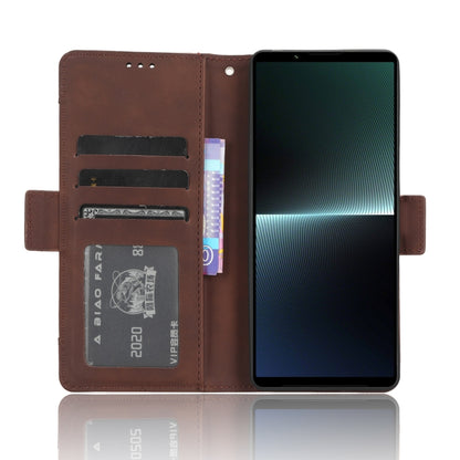 For Sony Xperia 1 V Skin Feel Calf Texture Card Slots Leather Phone Case(Brown) - Sony Cases by buy2fix | Online Shopping UK | buy2fix