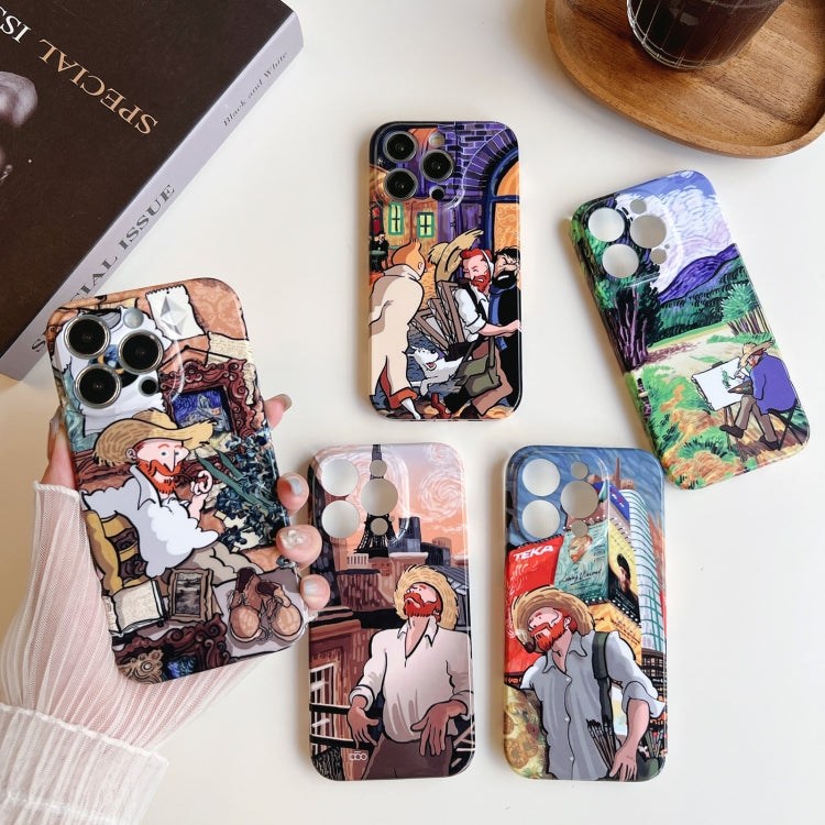 For iPhone 14 Precise Hole Oil Painting Pattern PC Phone Case(Edifice) - iPhone 14 Cases by buy2fix | Online Shopping UK | buy2fix