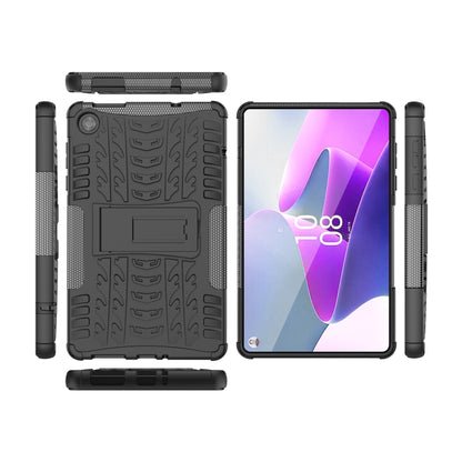 For Lenovo Tab M8 4th Gen Tire Texture TPU + PC Tablet Case with Holder(Black) - For Lenovo by buy2fix | Online Shopping UK | buy2fix