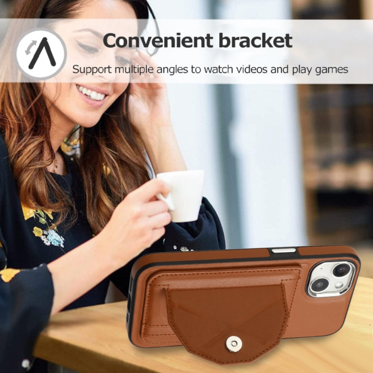 For iPhone 14 Shockproof Leather Phone Case with Card Holder(Brown) - iPhone 14 Cases by buy2fix | Online Shopping UK | buy2fix