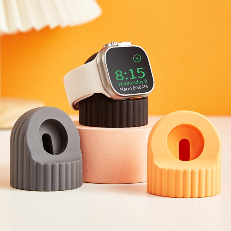 For Apple Watch Wave Pattern Silicone Watch Charging Stand(Silty Sand) - Charger / Holder by buy2fix | Online Shopping UK | buy2fix