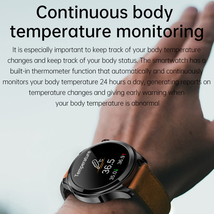 TK22 1.39 inch IP67 Waterproof Leather Band Smart Watch Supports ECG / Non-invasive Blood Sugar(Black) - Smart Watches by buy2fix | Online Shopping UK | buy2fix