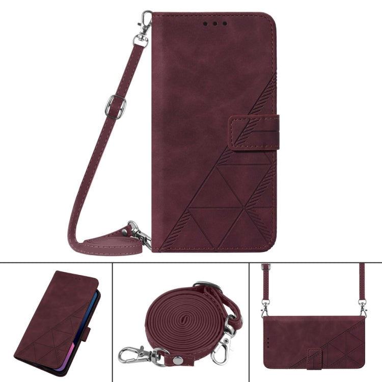 For Xiaomi Redmi Note 12S 4G Global Crossbody 3D Embossed Flip Leather Phone Case(Wine Red) - Xiaomi Cases by buy2fix | Online Shopping UK | buy2fix