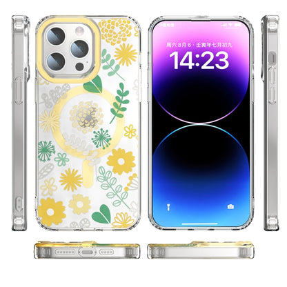 For iPhone 14 Pro Max MagSafe Magnetic TPU Phone Case(Yellow Chrysanthemum) - iPhone 14 Pro Max Cases by buy2fix | Online Shopping UK | buy2fix