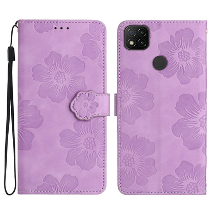 For Xiaomi Redmi 9C Flower Embossing Pattern Leather Phone Case(Purple) - Xiaomi Cases by buy2fix | Online Shopping UK | buy2fix