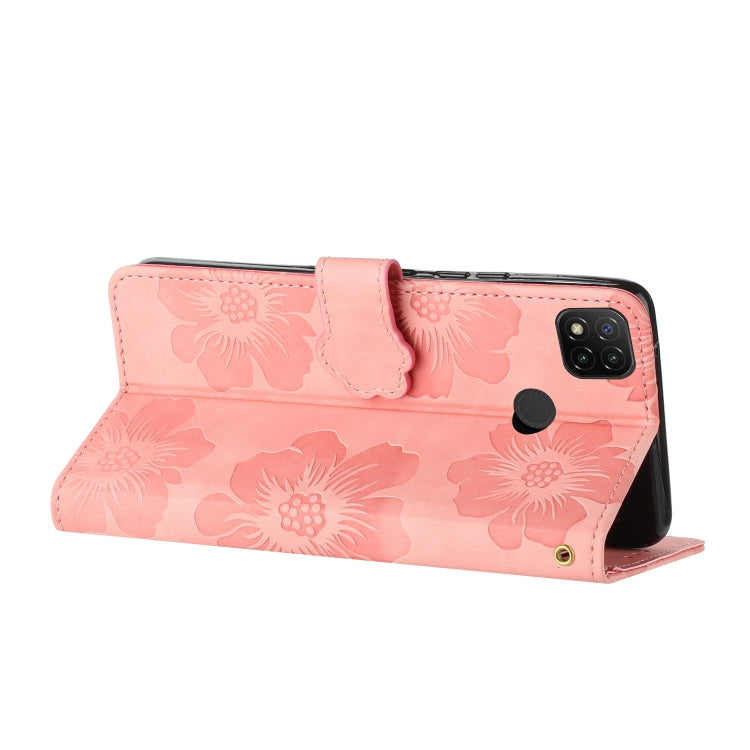 For Xiaomi Redmi 9C Flower Embossing Pattern Leather Phone Case(Pink) - Xiaomi Cases by buy2fix | Online Shopping UK | buy2fix