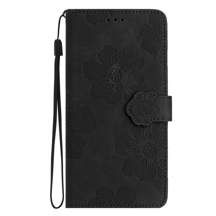 For Xiaomi Redmi Note 12 5G Flower Embossing Pattern Leather Phone Case(Black) - Note 12 Cases by buy2fix | Online Shopping UK | buy2fix