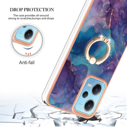 For Xiaomi Redmi Note 12 5G Global/Poco X5 5G Electroplating Marble Dual-side IMD Phone Case with Ring(Purple 016) - Note 12 Cases by buy2fix | Online Shopping UK | buy2fix