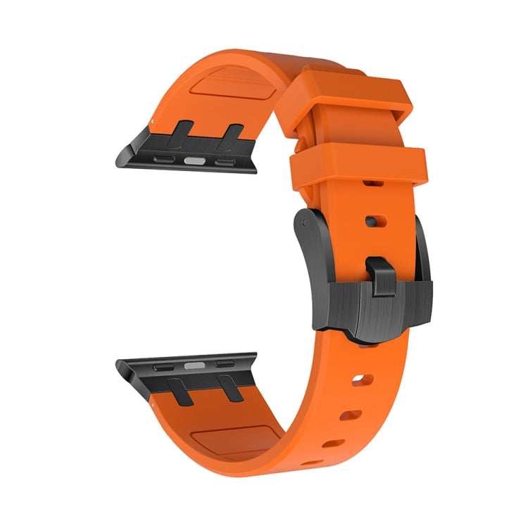 AP Silicone Watch Band For Apple Watch 7 45mm(Black Orange) - Watch Bands by buy2fix | Online Shopping UK | buy2fix