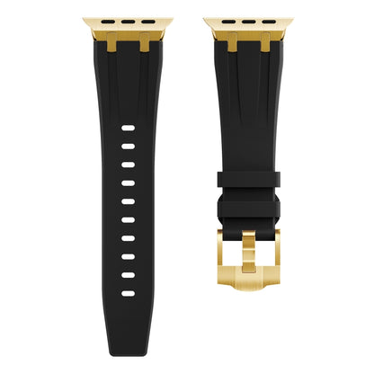 AP Silicone Watch Band For Apple Watch SE 2022 44mm(Gold Black) - Watch Bands by buy2fix | Online Shopping UK | buy2fix