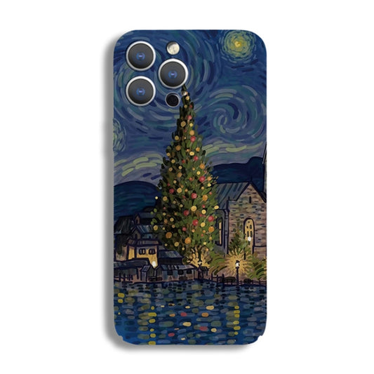 For iPhone 12 Precise Hole Oil Painting Pattern PC Phone Case(Castle) - iPhone 12 / 12 Pro Cases by buy2fix | Online Shopping UK | buy2fix