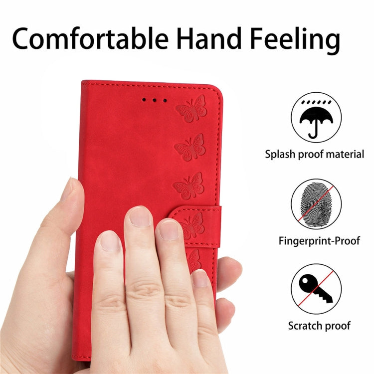 For Xiaomi 13 Seven Butterflies Embossed Leather Phone Case(Red) - 13 Cases by buy2fix | Online Shopping UK | buy2fix