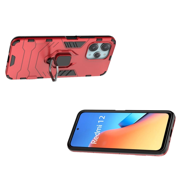 For Xiaomi Redmi 12 4G Magnetic Ring Holder PC + TPU Phone Case(Red) - Xiaomi Cases by buy2fix | Online Shopping UK | buy2fix