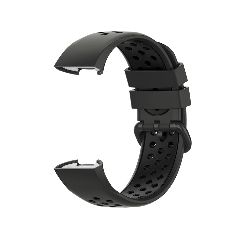 For Fitbit Charge 4 / Charge 3 / Charge 3 SE Watch Button Two Colors Silicone Replacement Strap Watchband(Coal Black + Black) - Smart Wear by buy2fix | Online Shopping UK | buy2fix