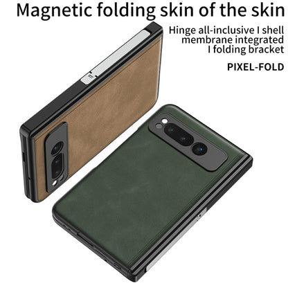 For Google Pixel Fold GKK Integrated Frosted Fold Hinge Leather Phone Case with Holder(Grey) - Google Cases by GKK | Online Shopping UK | buy2fix