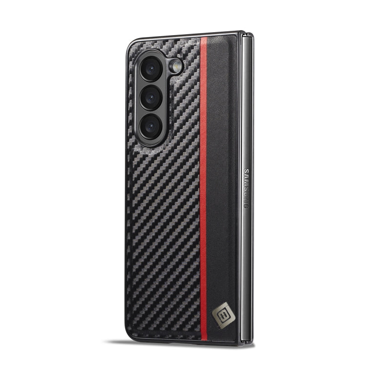 For Samsung Galaxy Z Fold5 LC.IMEEKE Carbon Fiber PU + TPU Horizontal Flip Leather Phone Case(Vertical Black) - Galaxy Z Fold5 Cases by LC.IMEEKE | Online Shopping UK | buy2fix