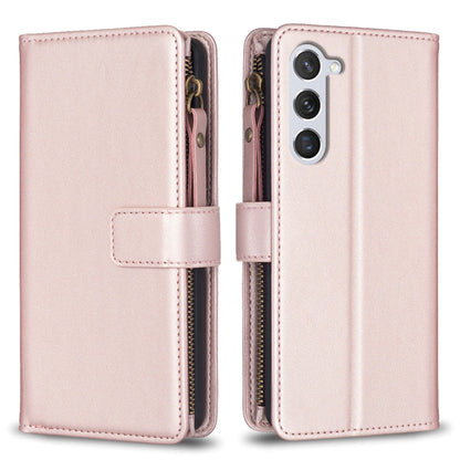 For Samsung Galaxy S23 5G 9 Card Slots Zipper Wallet Leather Flip Phone Case(Rose Gold) - Galaxy S23 5G Cases by buy2fix | Online Shopping UK | buy2fix