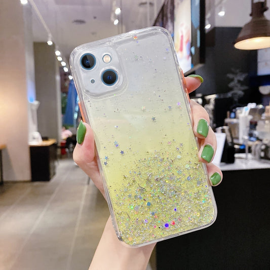 For iPhone 13 mini Starry Gradient Glitter Powder TPU Phone Case(Yellow) - iPhone 13 mini Cases by buy2fix | Online Shopping UK | buy2fix