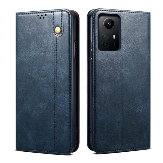For Xiaomi Redmi Note 12S Oil Wax Crazy Horse Texture Leather Phone Case(Blue) - Xiaomi Cases by buy2fix | Online Shopping UK | buy2fix