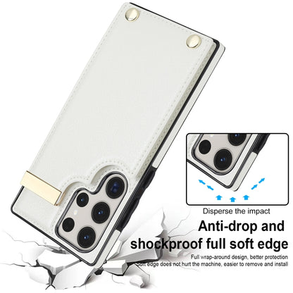 For Samsung Galaxy S23 Ultra 5G Metal Buckle Card Slots Phone Case(White) - Galaxy S23 Ultra 5G Cases by buy2fix | Online Shopping UK | buy2fix