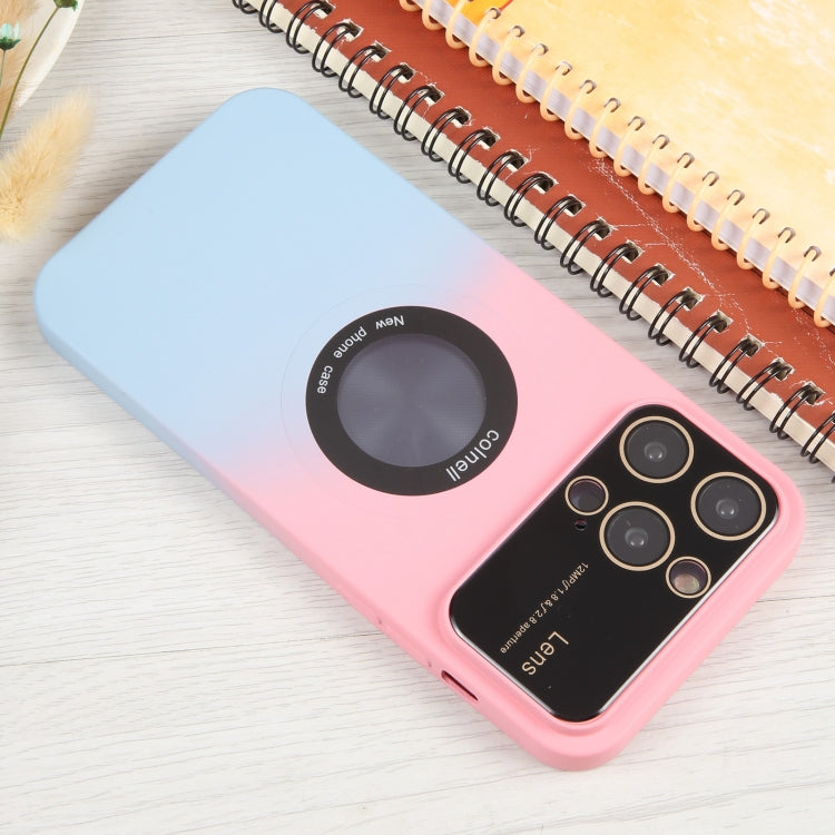 For iPhone 13 Pro Max Gradient Silicone Shockproof Magsafe Phone Case with Lens Film(Pink Blue) - iPhone 13 Pro Max Cases by buy2fix | Online Shopping UK | buy2fix