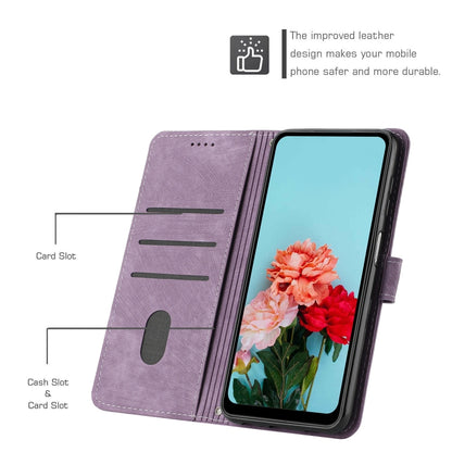 For Infinix Note 30i Skin Feel Stripe Pattern Leather Phone Case with Lanyard(Purple) - Infinix Cases by buy2fix | Online Shopping UK | buy2fix