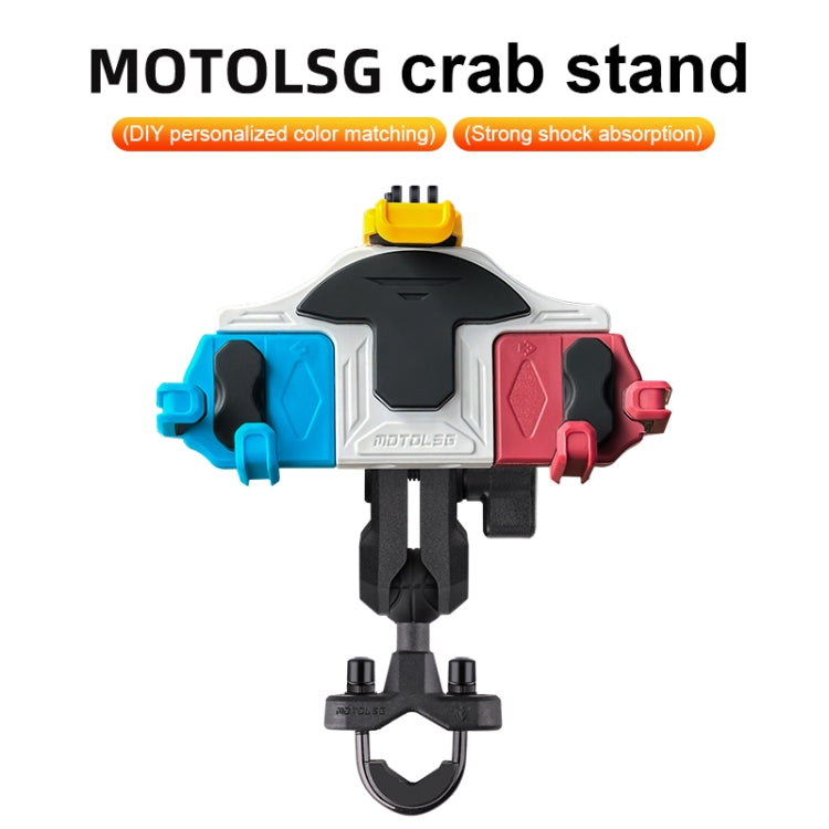 MOTOSLG Crab Motorcycle Phone Clamp Bracket U-Type Headbar Mount with Anti-theft Lock(Blue White Red) - Holder by MOTOLSG | Online Shopping UK | buy2fix