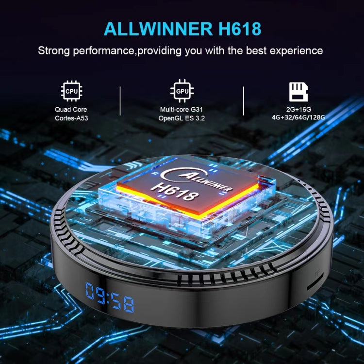 HK1RBOX H8-H618 Android 12.0 Allwinner H618 Quad Core Smart TV Box, Memory:4GB+32GB(US Plug) - Allwinner H6 by buy2fix | Online Shopping UK | buy2fix