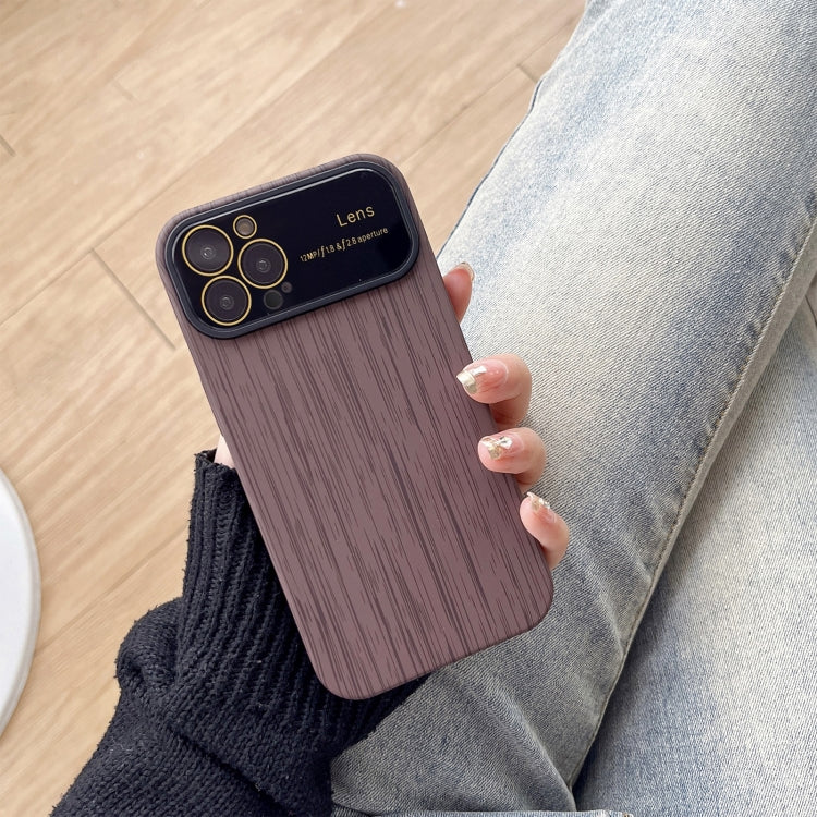 For iPhone 12 Pro Max Wood Grain TPU Phone Case with Lens Film(Grey) - iPhone 12 Pro Max Cases by buy2fix | Online Shopping UK | buy2fix